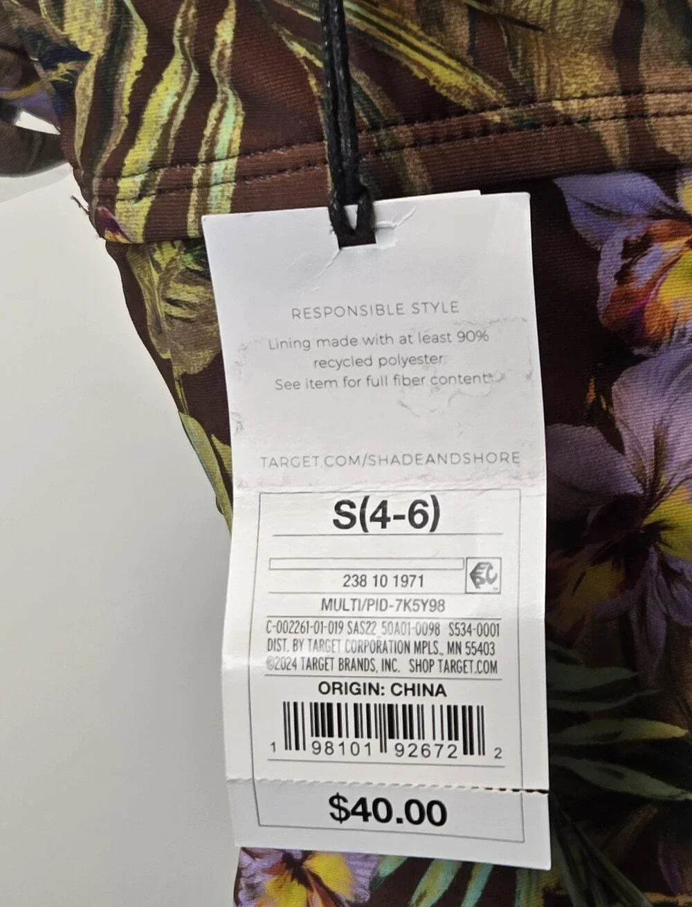 NWT Shade & Shore Tropical Palm And Floral One Piece Size S